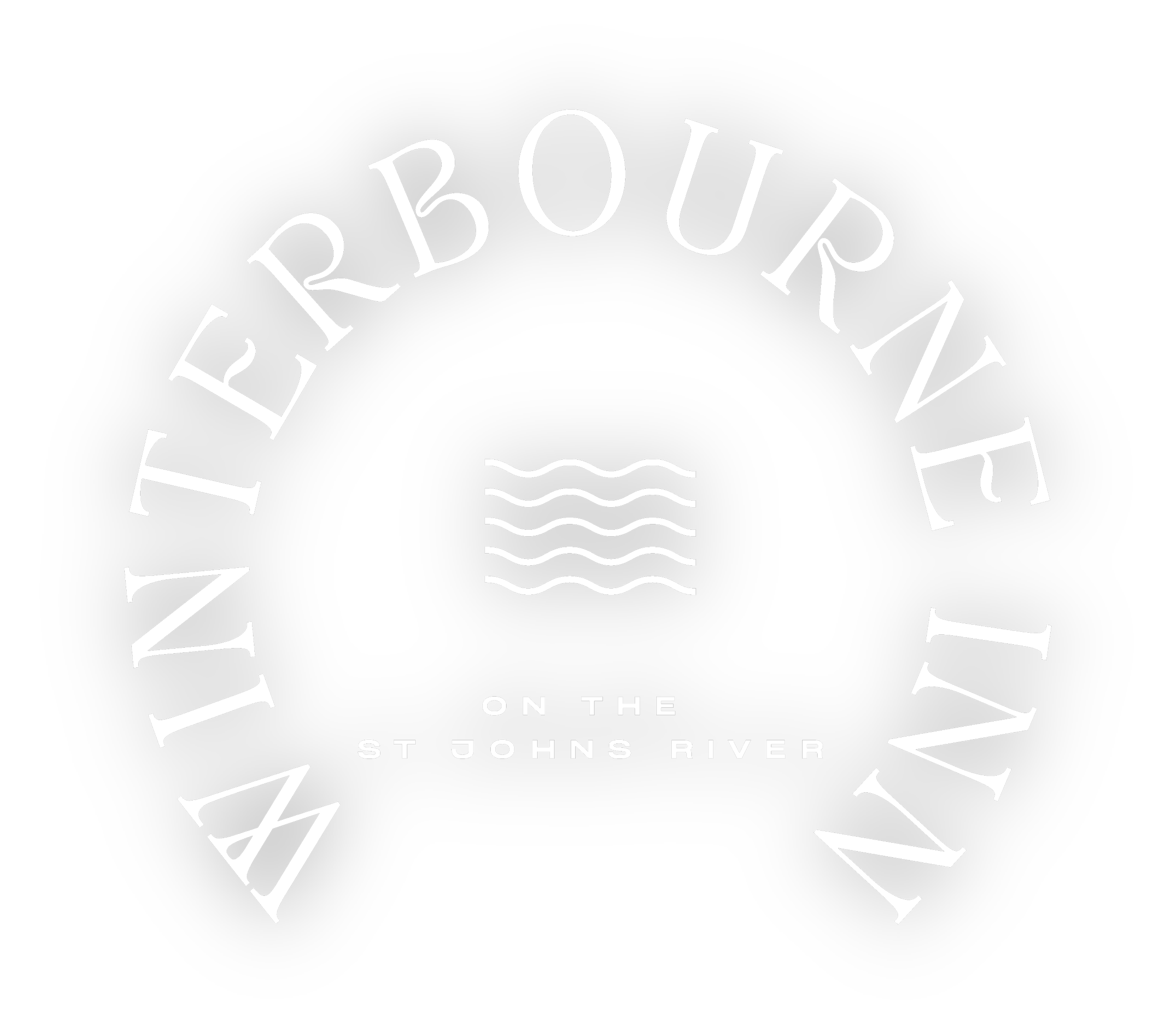 Logo of Winterbourne Inn with text "on the St Johns River" and wavy lines symbolizing water.